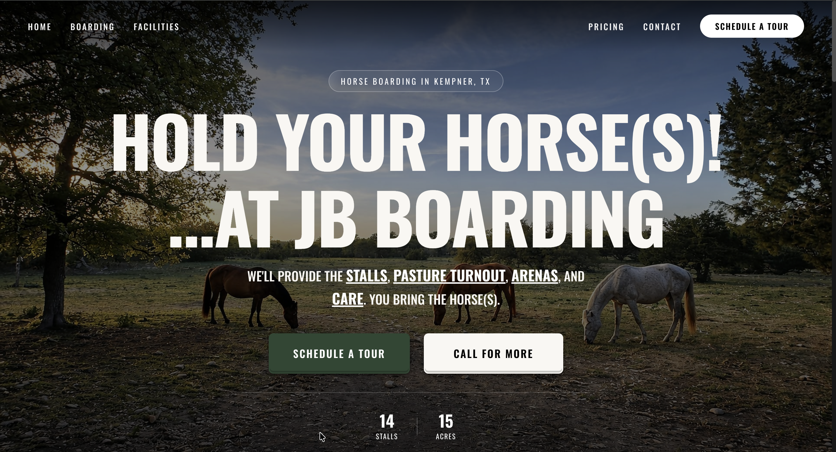 Hero section screenshot of JB Boarding website